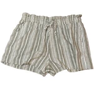 Arizona Jean Co Women's Striped Pull-On Shorts Green Size XL Casual